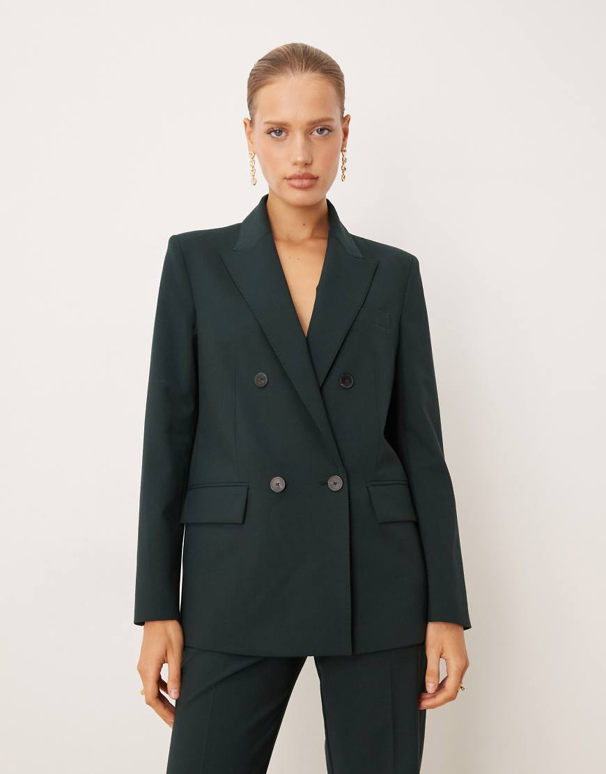 Mango - Irese - Eleganter Blazer aus Wollmix in Tannengrün, Kombiteil von Mango