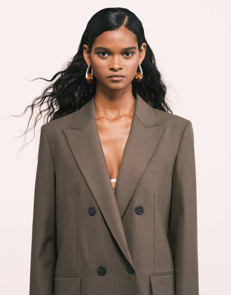 Mango - Iris - Zweireihiger Wollmix-Blazer in Hellbraun, Kombiteil-Brown von Mango