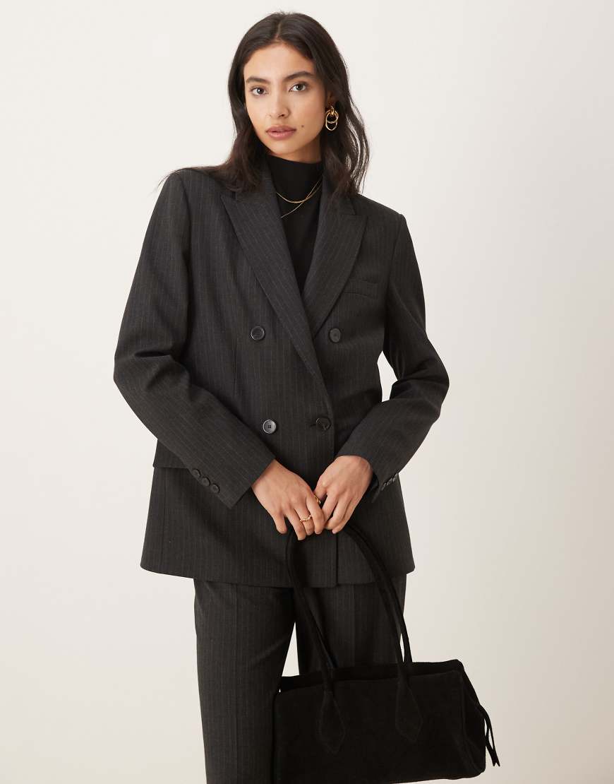 Mango - Irise - Eleganter Blazer in Grau mit Nadelstreifen, Kombiteil von Mango