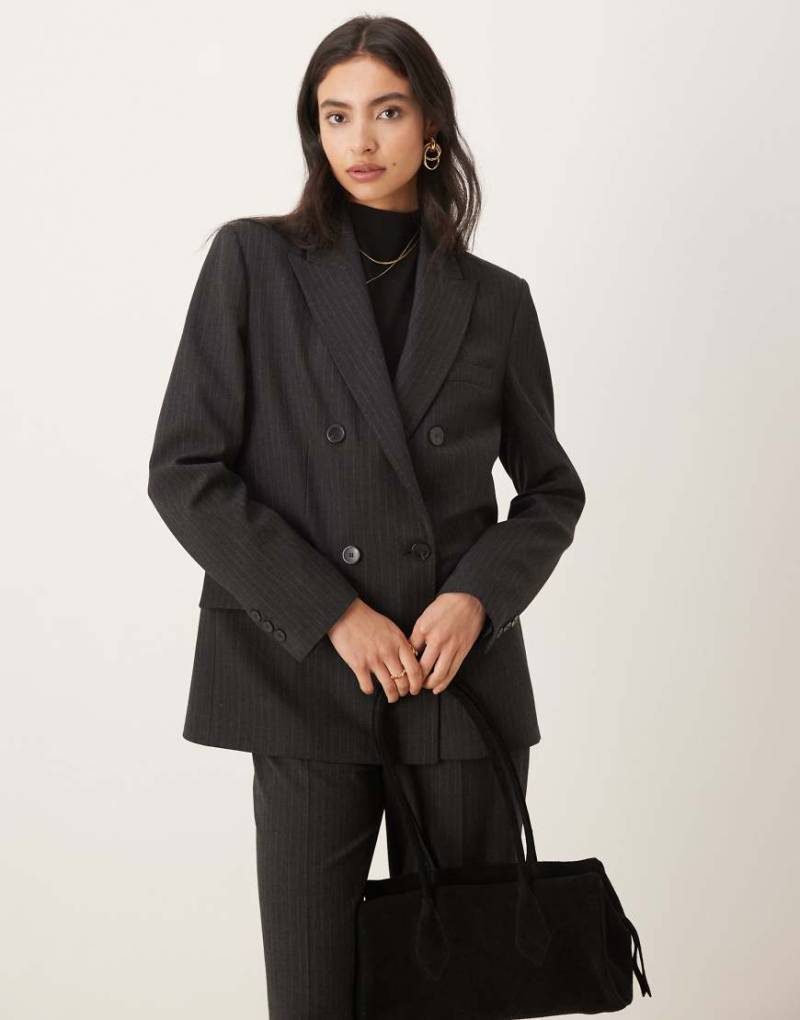 Mango - Irise - Eleganter Blazer in Grau mit Nadelstreifen, Kombiteil von Mango