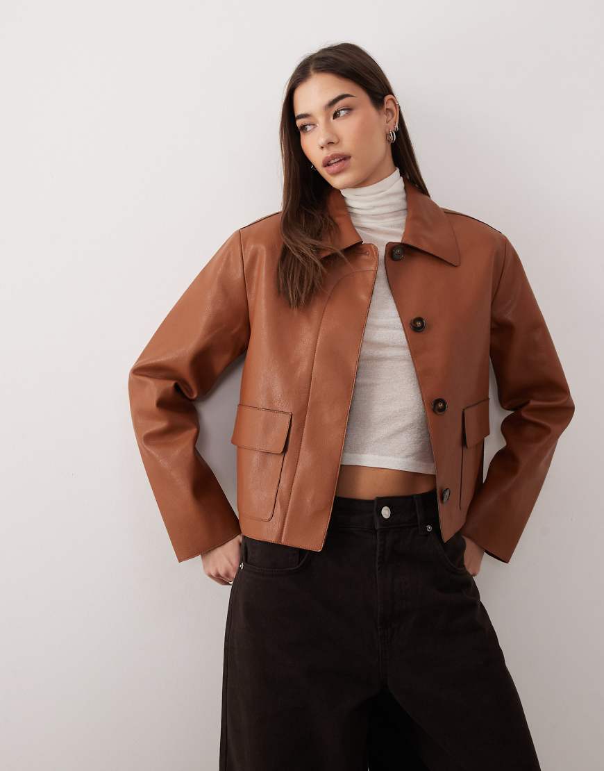Mango - Jacke aus Kunstleder in Braun-Brown von Mango