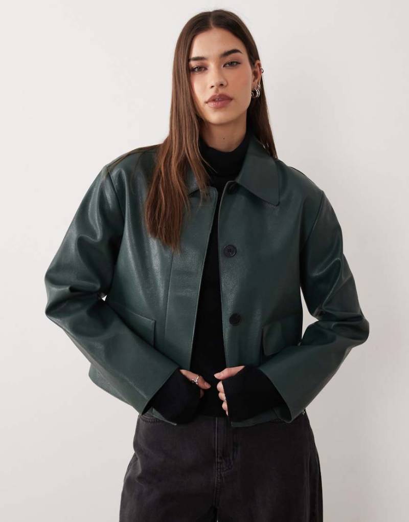 Mango - Jacke aus Kunstleder in Grün von Mango