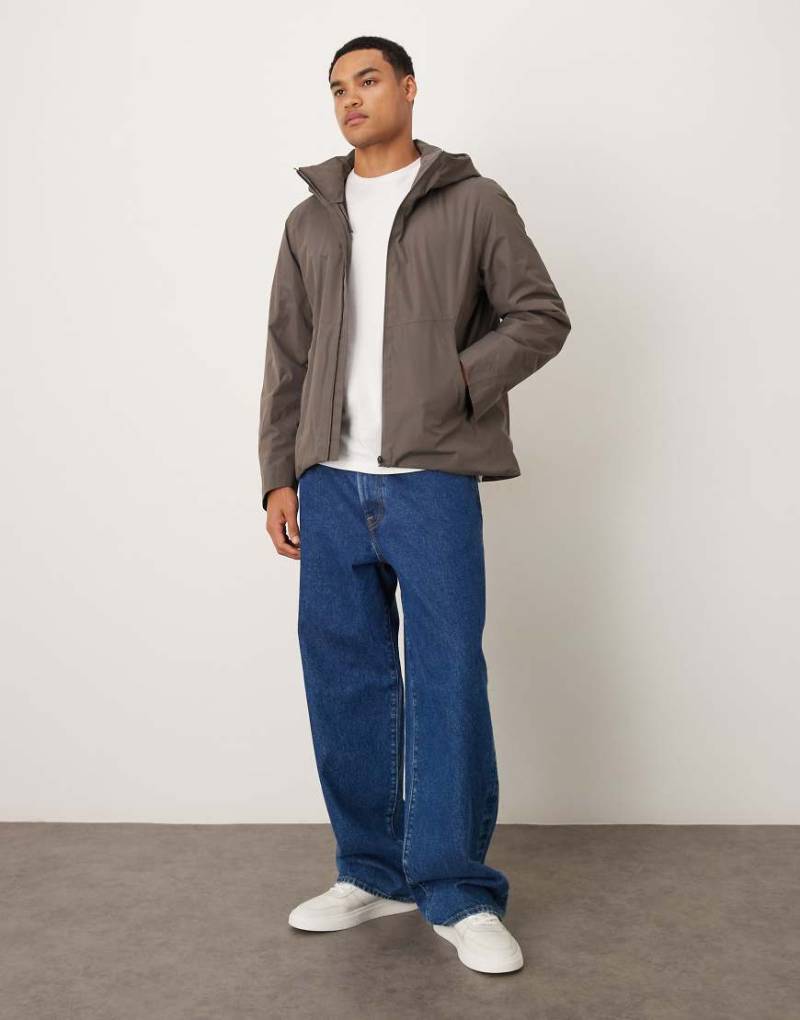 Mango - Jacke in Braun mit Reißverschluss und Kapuze-Brown von Mango