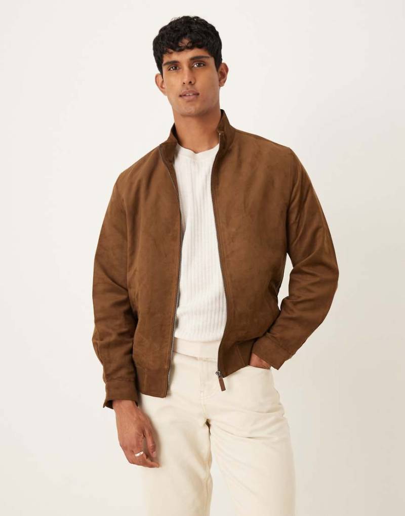 Mango - Jacke in Dunkelbraun mit Reißverschluss und Stehkragen von Mango