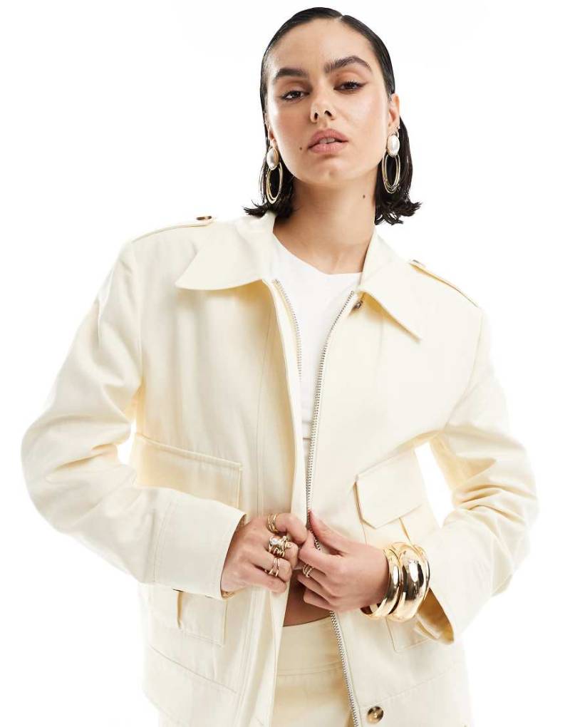 Mango - Jacke in Weiß aus Leinenmischung, Kombiteil Mango - Jacke in Weiß aus Leinenmischung, Kombiteil von Mango