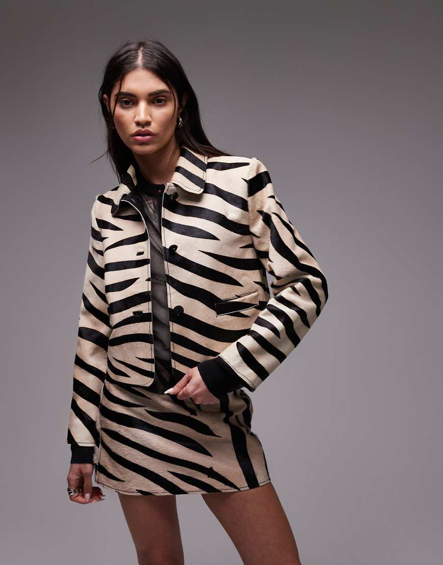 Mango - Jacke mit Zebrapint in Ponyhaar-Optik, Kombiteil-Bunt von Mango