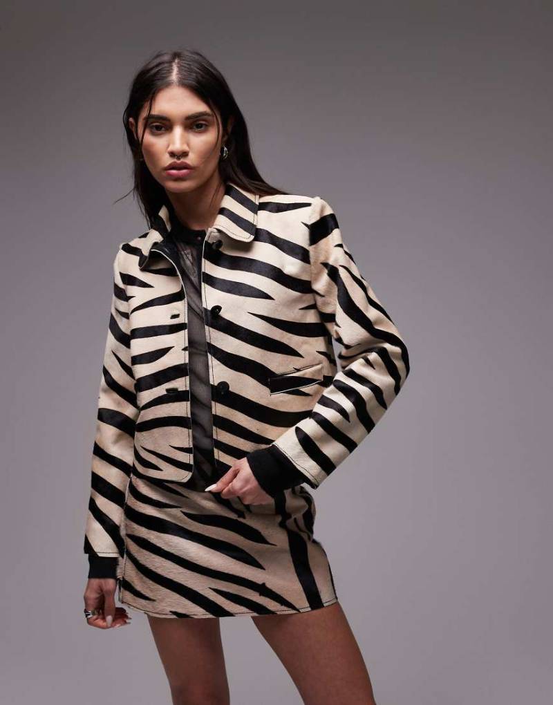 Mango - Jacke mit Zebrapint in Ponyhaar-Optik, Kombiteil-Bunt von Mango