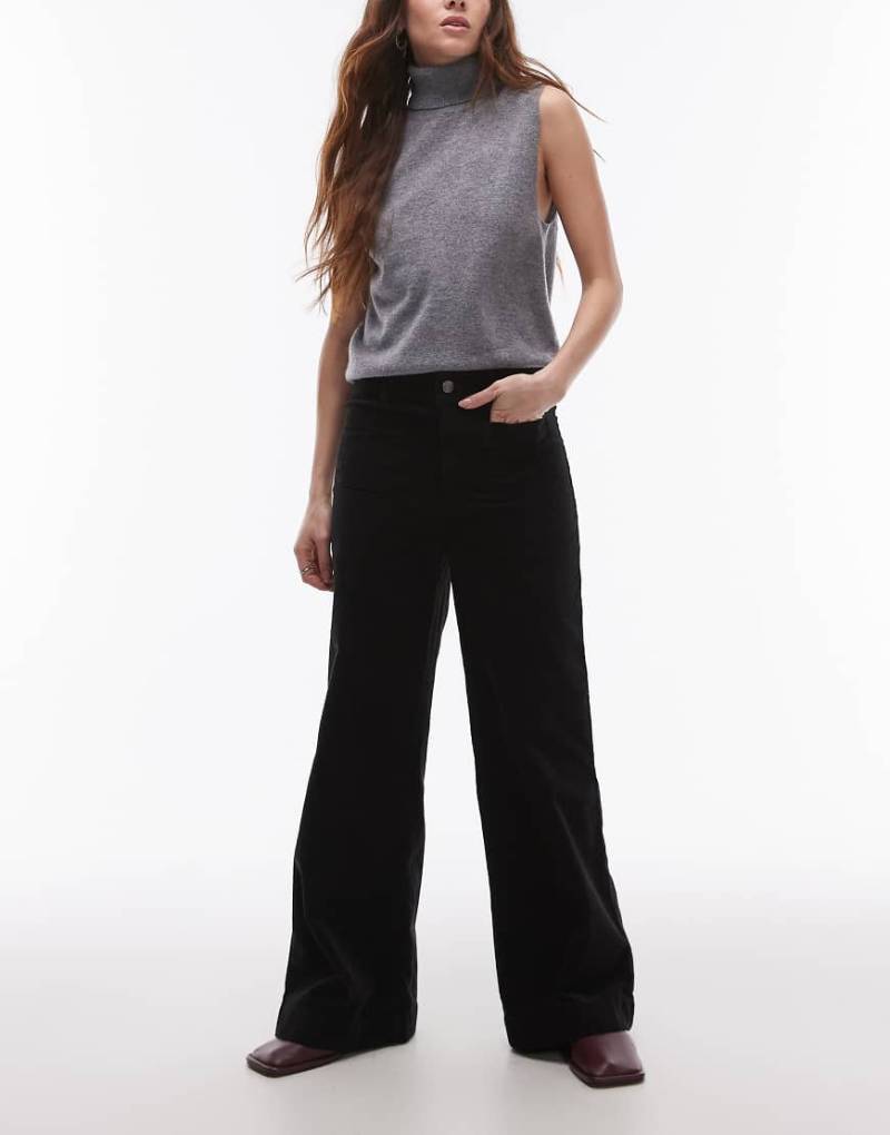 Mango - Jeans aus Cord in Schwarz mit weitem Bein von Mango