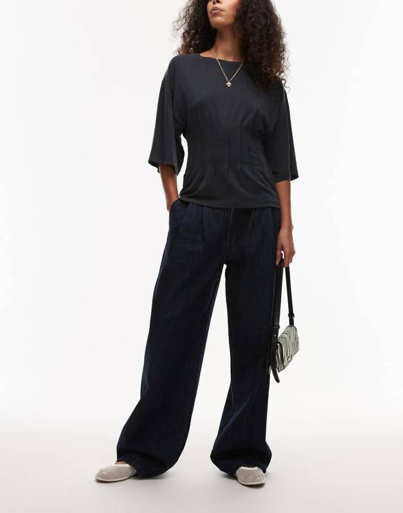 Mango - Melissa - Lockere Jeans in Dunkelblau mit Bundfalten von Mango