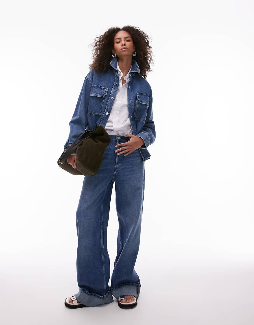 Mango - Carlota - Jeans in Mittelblau mit Umschlag, Kombiteil Mango - Carlota - Jeans in Mittelblau mit Umschlag, Kombiteil von Mango