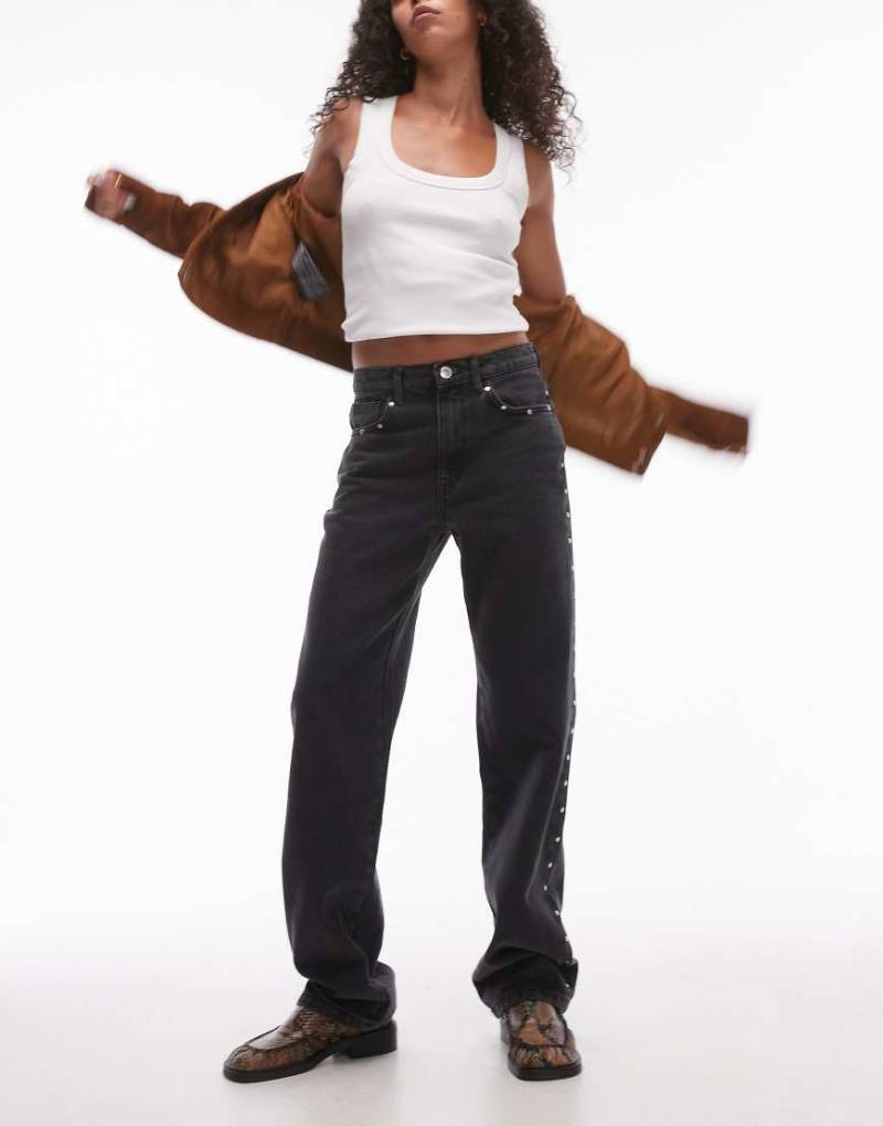 Mango - Jeans in Schwarz mit Nietenverzierung an der Seite und auf den Taschen-Blau von Mango