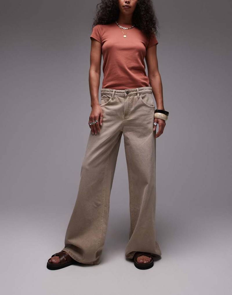 Mango - Annie - Jeans in brauner Waschung mit sehr weitem Bein von Mango