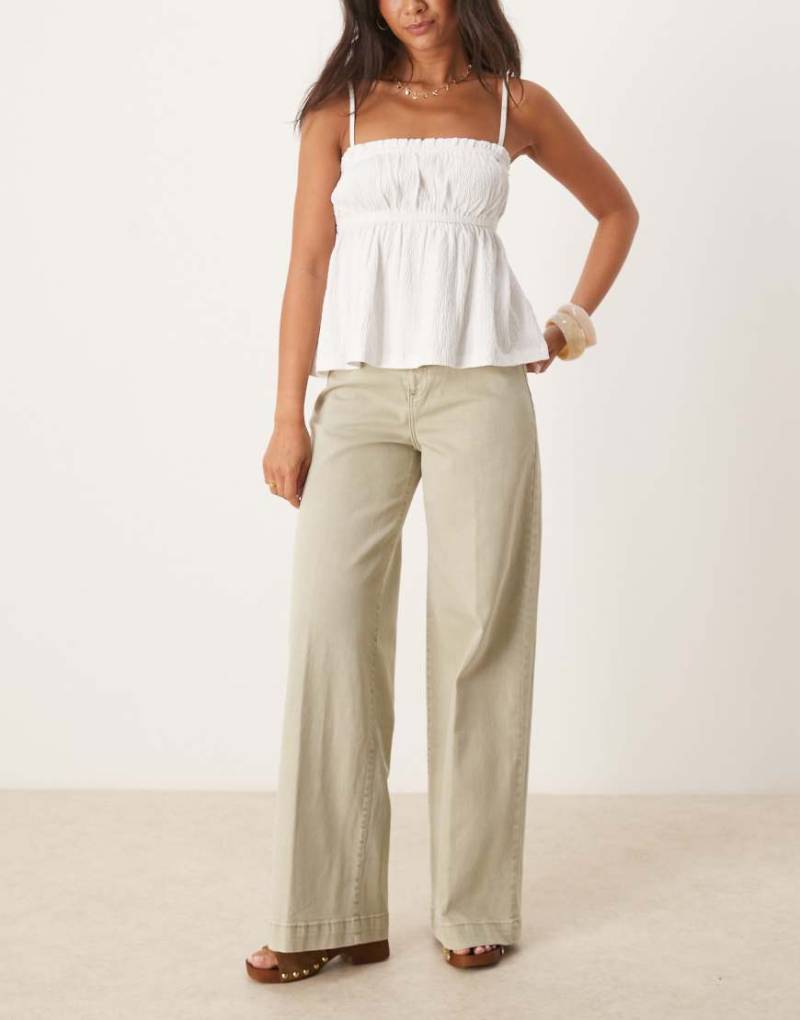 Mango - Jeans mit geradem Schnitt in verwaschenem Khaki-Grün von Mango