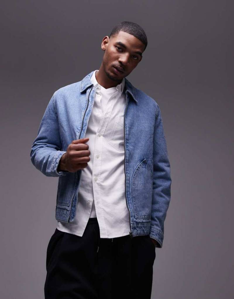 Mango - Jeansjacke in Hellblau mit Reißverschluss von Mango