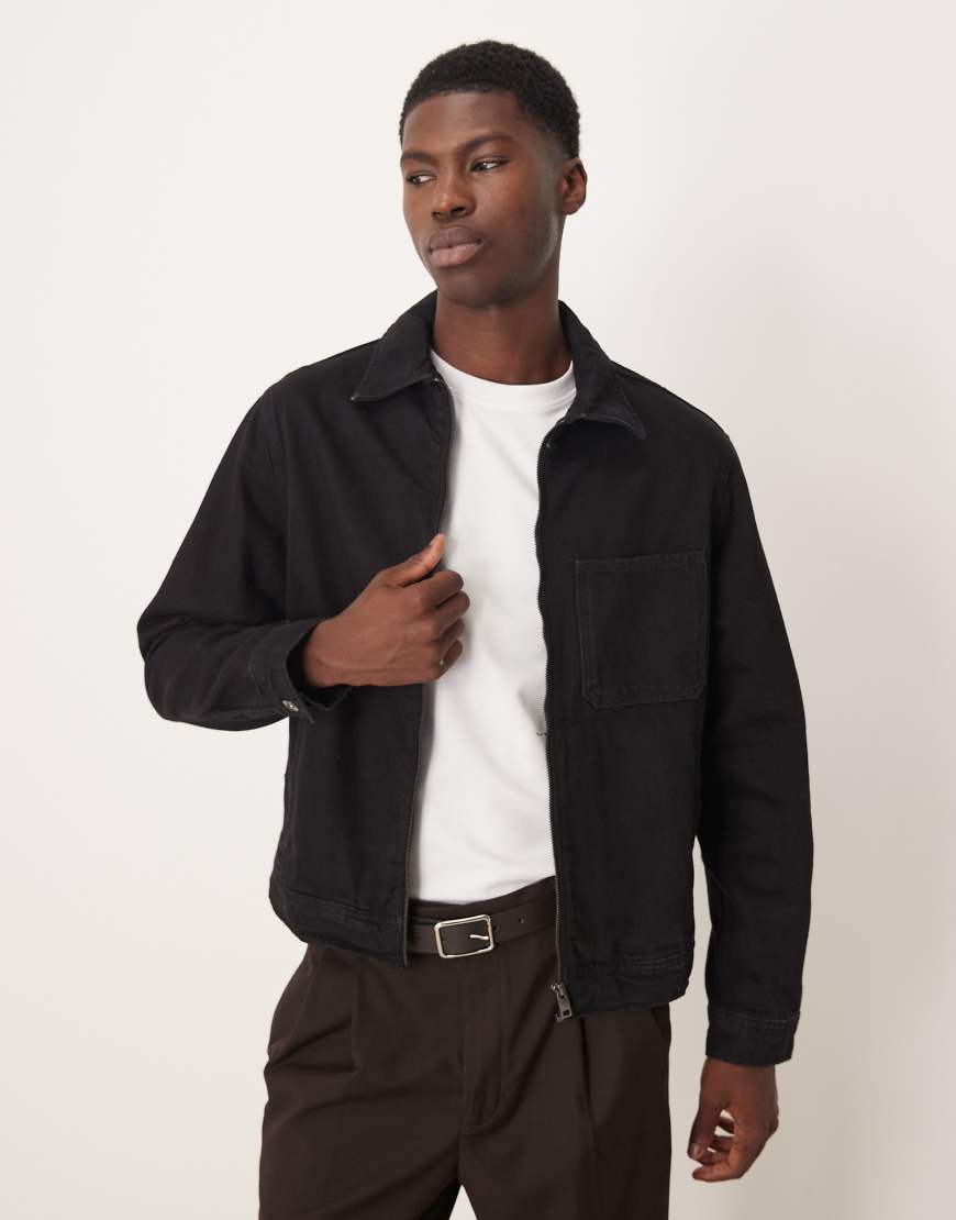 Mango - Jeansjacke in verwaschenem Schwarz mit Reißverschluss Mango - Jeansjacke in verwaschenem Schwarz mit Reißverschluss von Mango