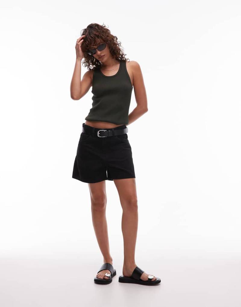 Mango - Jeansshorts in Schwarz mit hohem Bund und geradem Schnitt von Mango