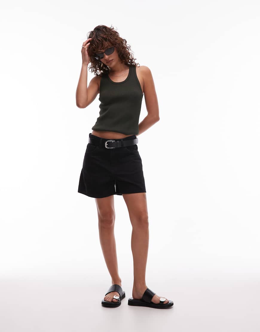 Mango - Jeansshorts in Schwarz mit hohem Bund und geradem Schnitt von Mango