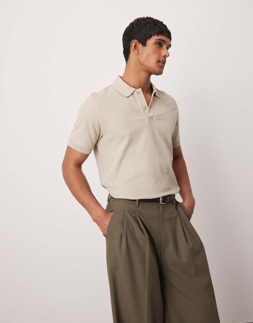 Mango - Jersey-Polohemd in Hellbeige mit Reverskragen-Neutral von Mango
