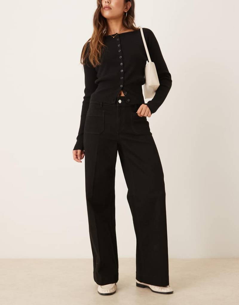 Mango - Jessie - Jeans aus 100% Baumwolle in Schwarz mit weitem Bein und Taschendetail von Mango