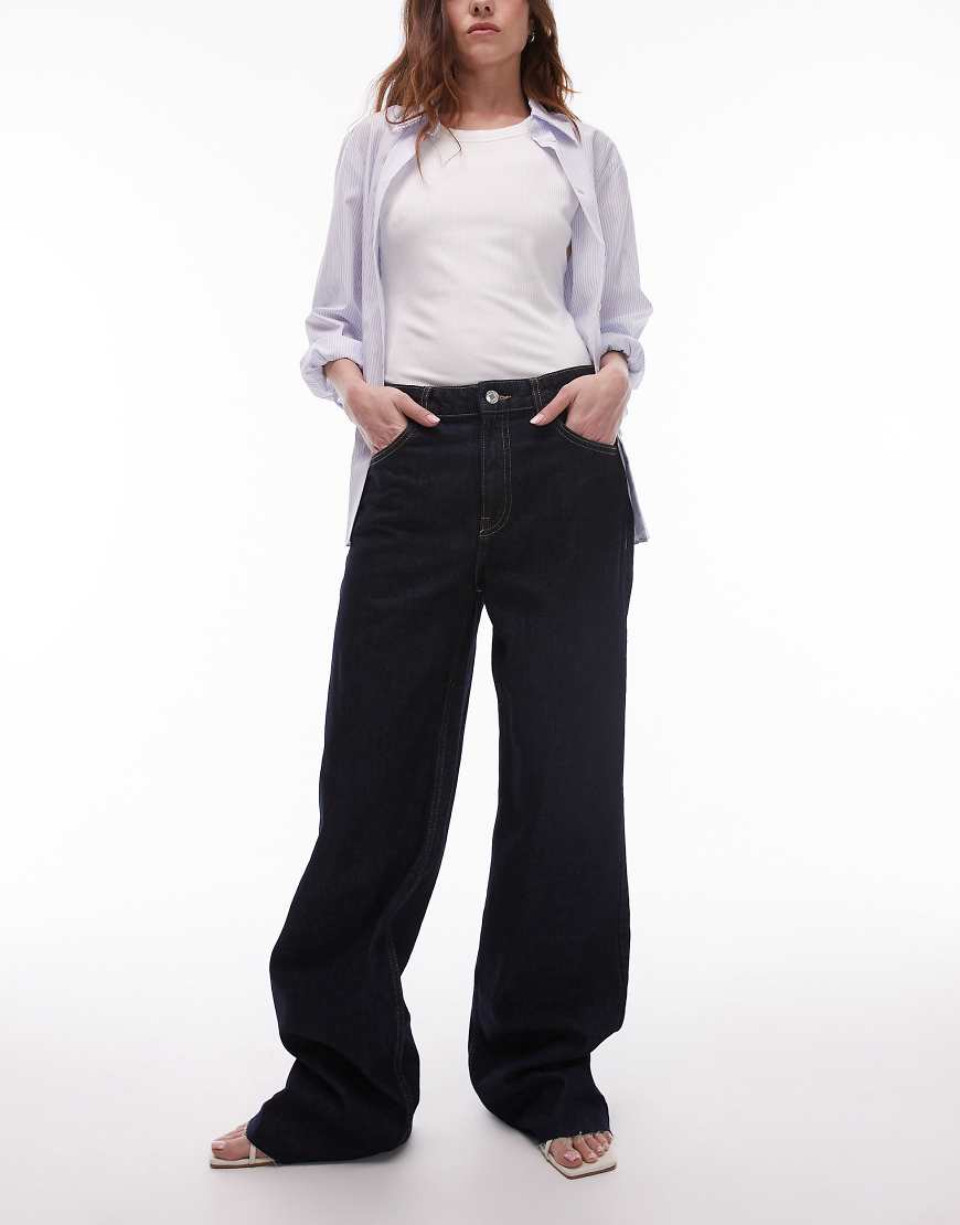 Mango - Jolene - Ausgestellte Longline-Jeans in Indigo-Blau von Mango