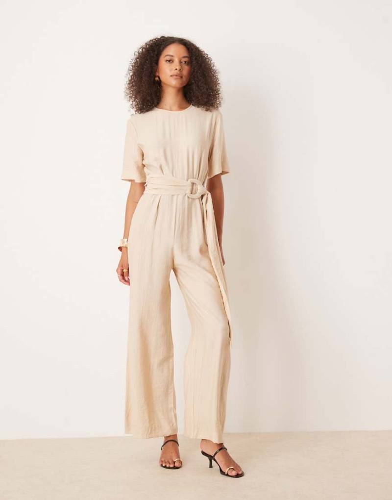 Mango - Jumpsuit in Beige mit Gürtel-Neutral von Mango