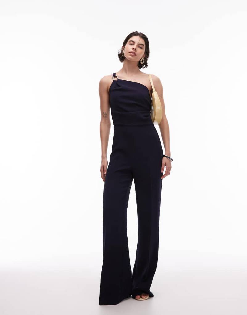 Mango - Jumpsuit in Marineblau mit Ringdetail und One-Shoulder-Träger von Mango