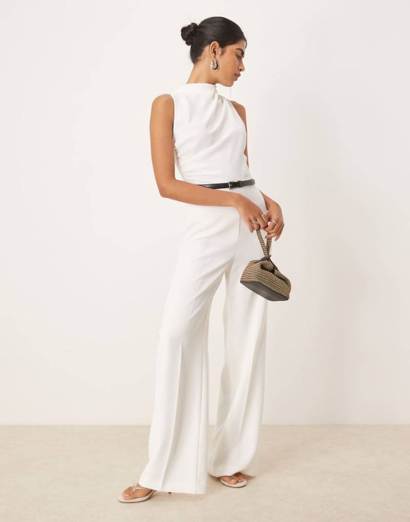 Mango - Jumpsuit in Weiß mit geraffter Taille und drapiertem Design von Mango