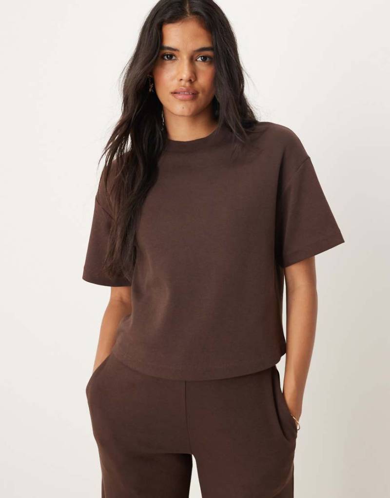 Mango - Kastiges T-Shirt aus Baumwolle in Braun, Kombiteil-Brown von Mango