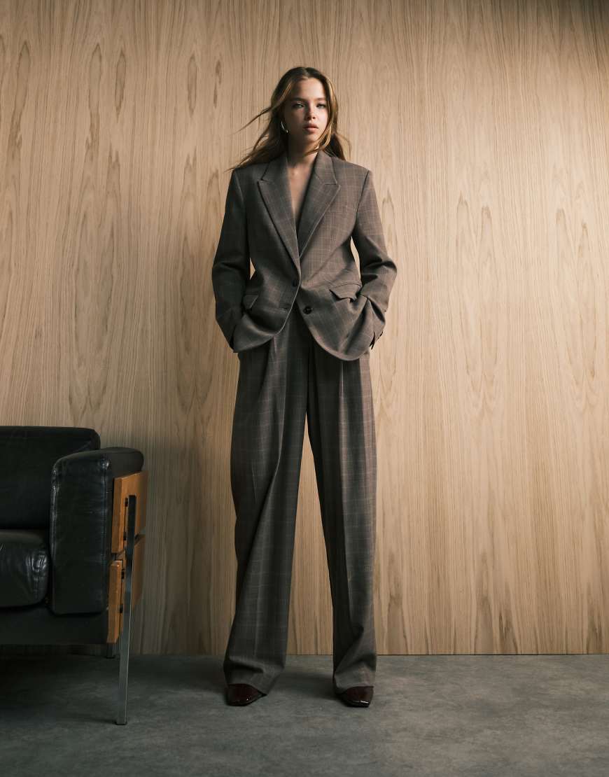 Mango - Katy - Elegante Relaxed-Fit-Hose in kariertem Braun, Kombiteil-Brown Mango - Katy - Elegante Relaxed-Fit-Hose in kariertem Braun, Kombiteil-Brown von Mango