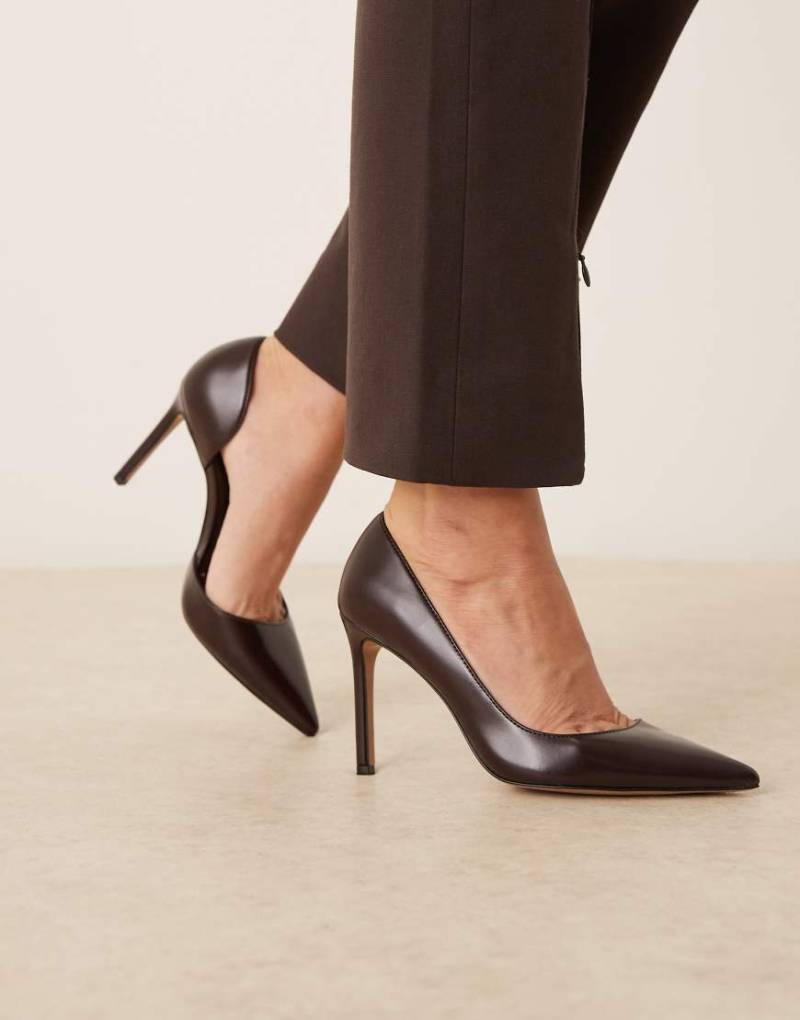 Mango - Klassische, spitze Schuhe in Schokobraun mit Absatz-Brown von Mango