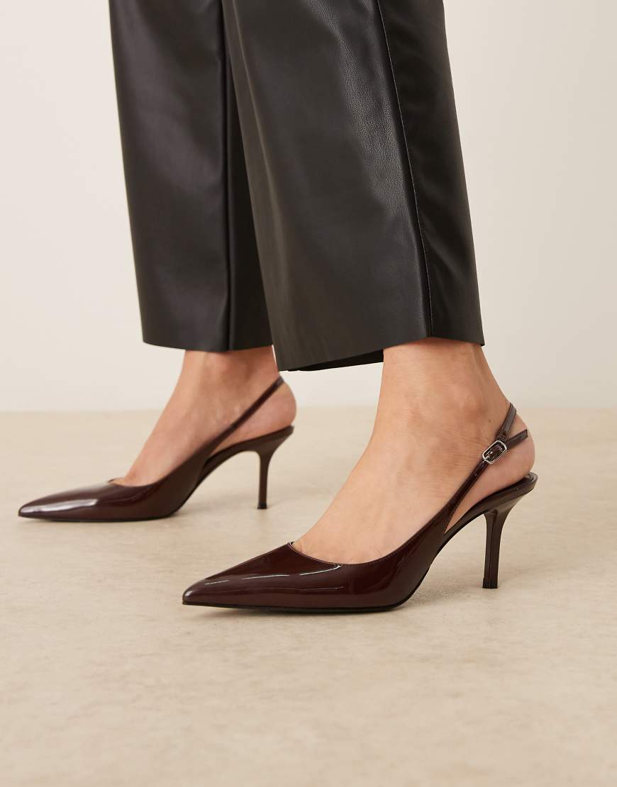 Mango - Klassische Absatzschuhe in Kirschrot mit Fersenriemen von Mango