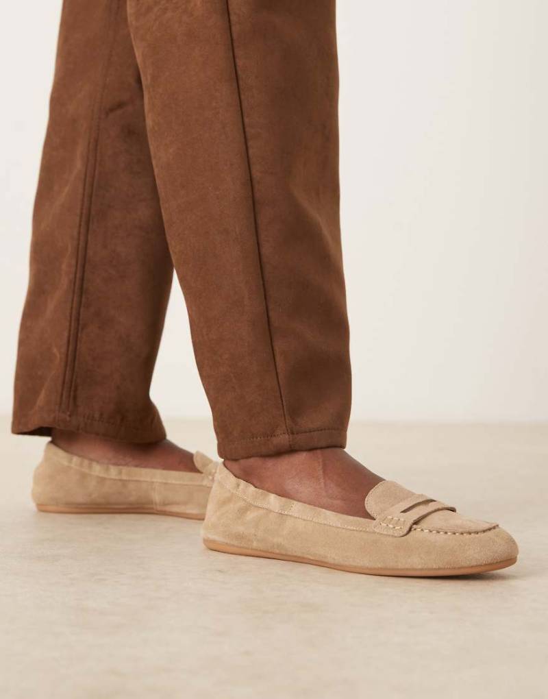 Mango - Klassische Loafer aus 100% Wildleder in Milchkaffee-Beige-Neutral von Mango