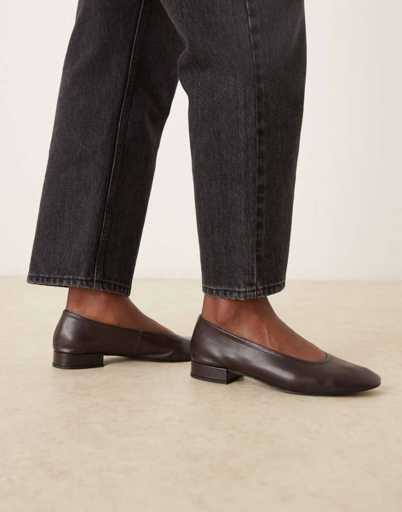 Mango - Ballerinas aus 100% Leder in Schokobraun mit Absatz-Brown von Mango