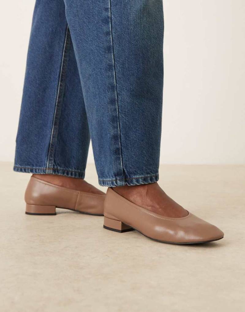 Mango - Ballerinas aus 100% Leder in Hellbraun mit Absatz-Brown von Mango