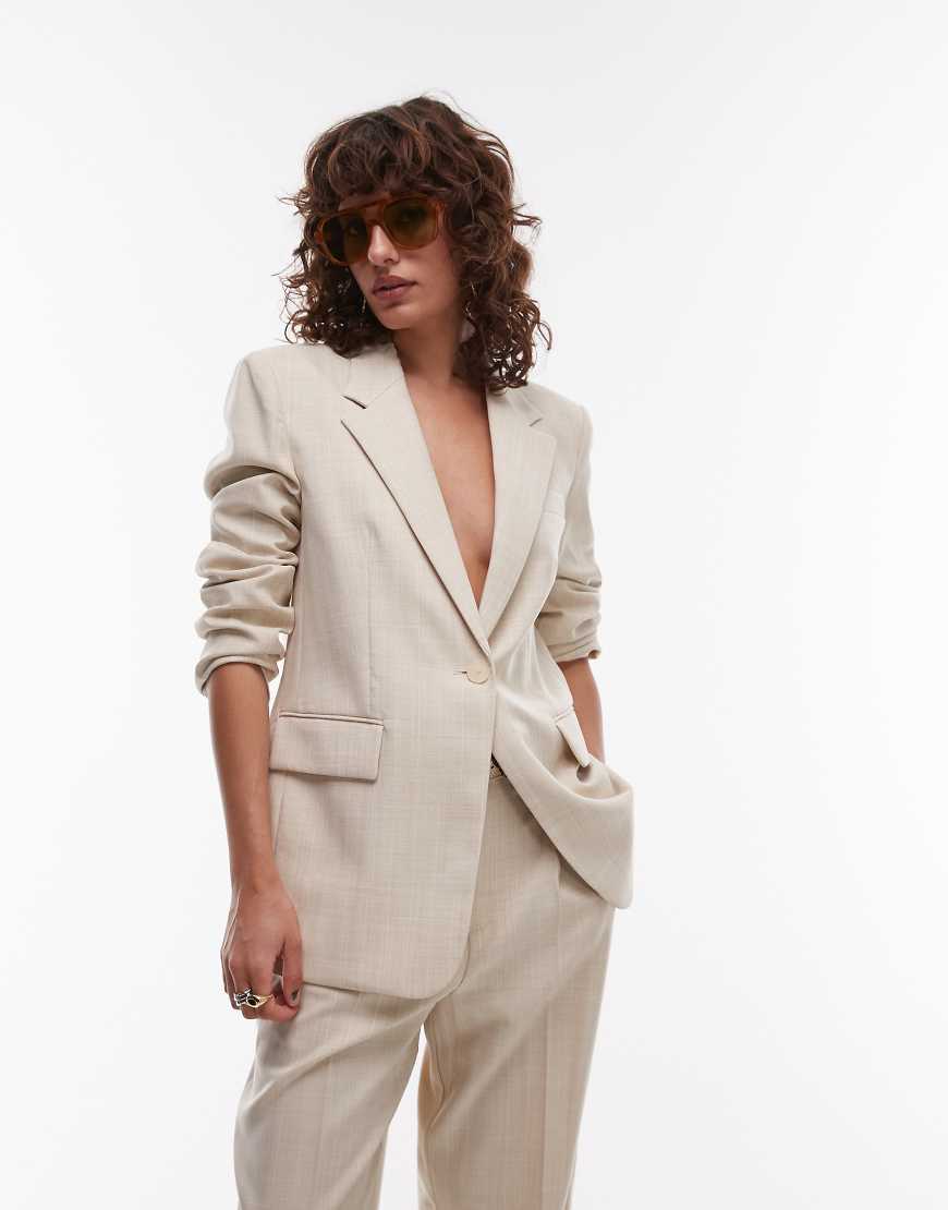 Mango - Klassischer Blazer in Beige, Kombiteil-Rosa von Mango