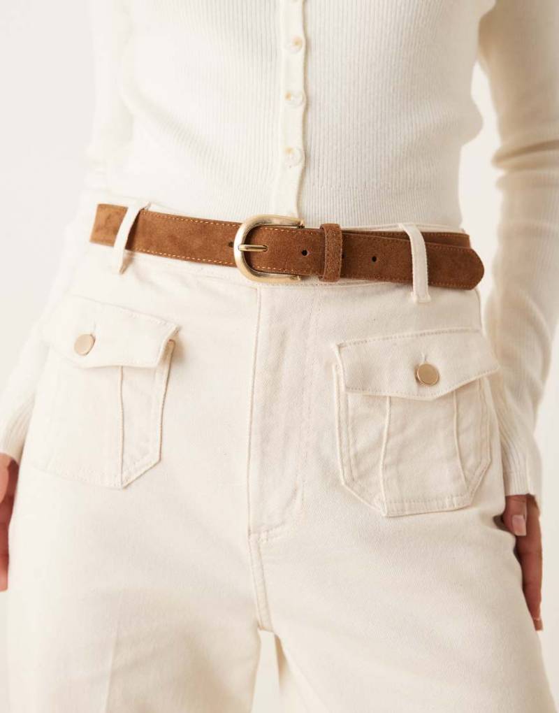 Mango - Klassischer Gürtel aus Wildleder in Braun-Brown von Mango