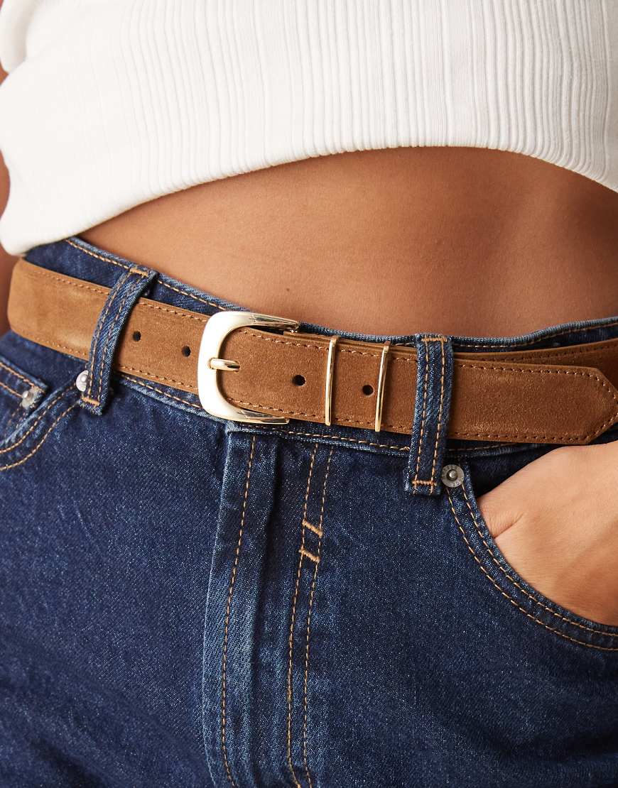 Mango - Klassischer Gürtel aus Wildleder in Braun von Mango