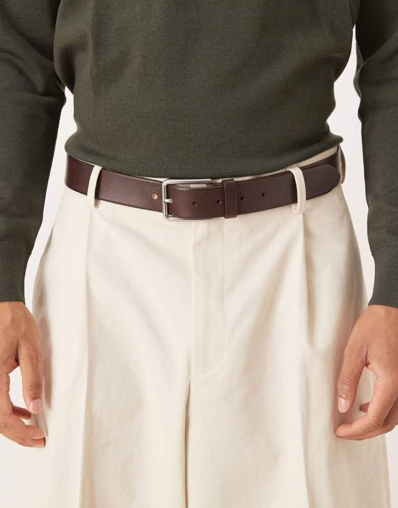 Mango - Klassischer Ledergürtel in Braun mit silberfarbener Schnalle-Brown von Mango