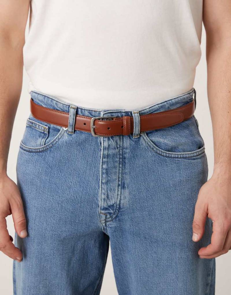 Mango - Klassischer Ledergürtel in Hellbraun mit silberfarbener Schnalle-Brown von Mango