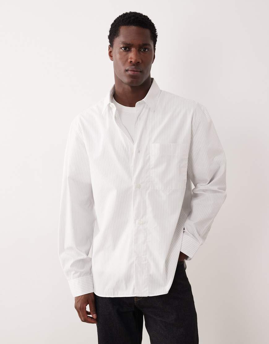 Mango - Klassisches Hemd aus reiner Baumwolle in Weiß gestreift von Mango