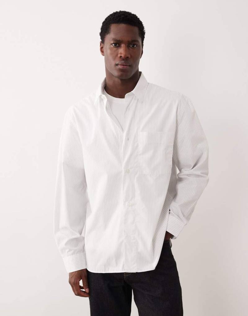Mango - Klassisches Hemd aus reiner Baumwolle in Weiß gestreift von Mango