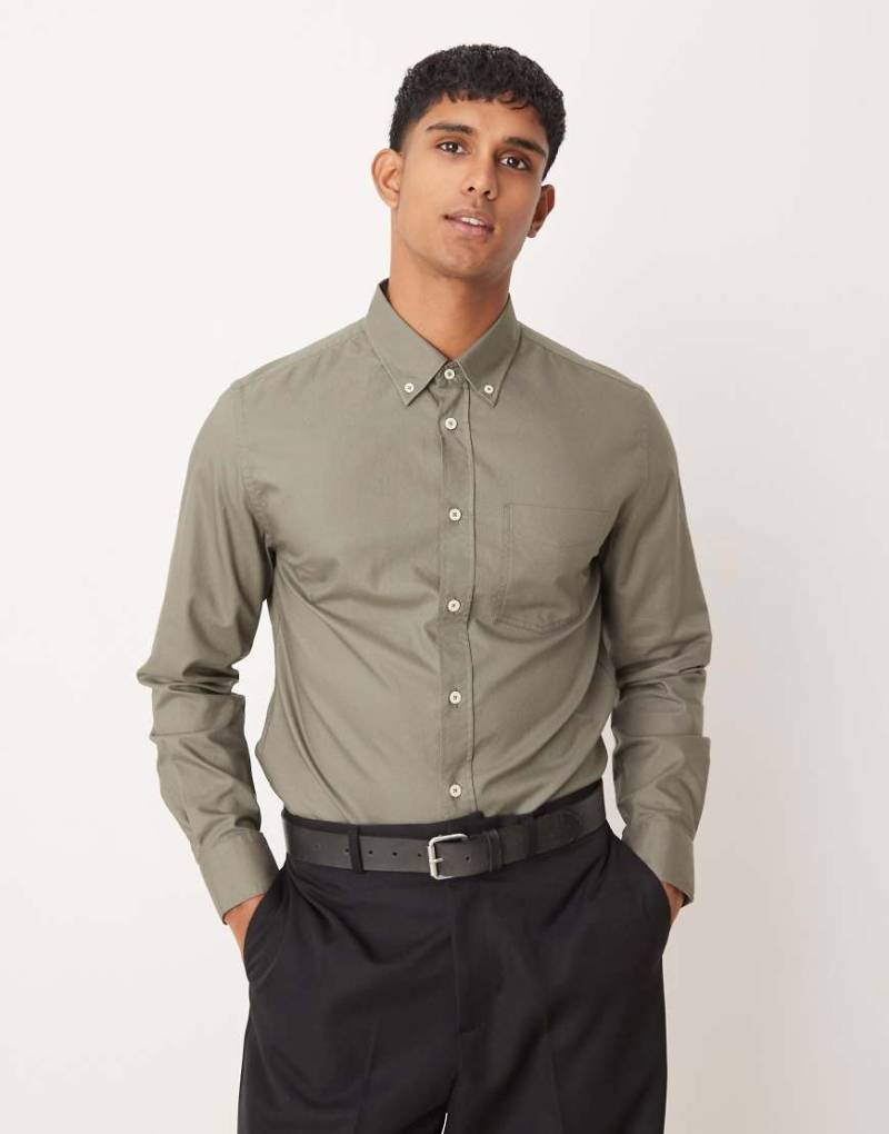 Mango - Klassisches Hemd in Khaki mit regulärer Passform-Grün von Mango