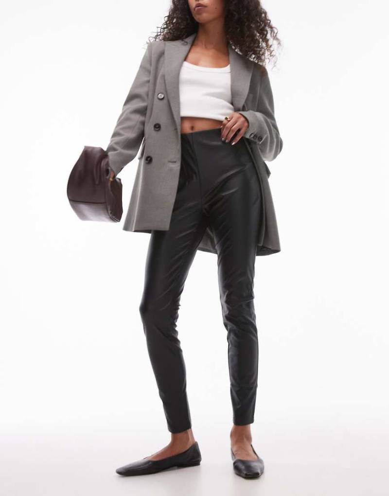 Mango - Kunstleder-Leggings in Schwarz mit elastischem Bund und schmalem Schnitt von Mango