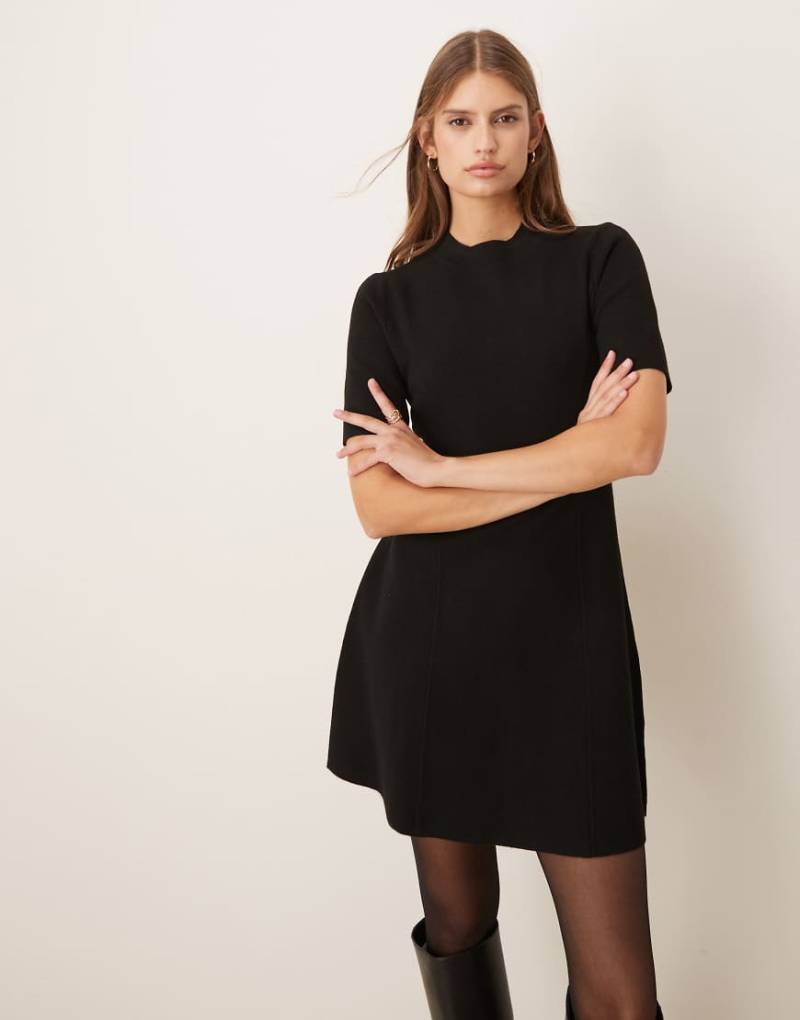 Mango - Kurzärmliges, ausgestelltes Minikleid in Schwarz von Mango