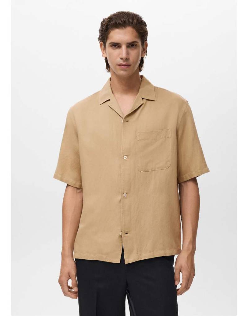 Mango - Kurzärmliges Hemd aus Webstoff in Beige-Neutral von Mango