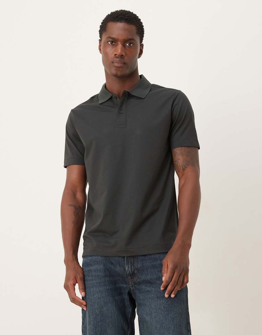 Mango - Kurzärmliges Polohemd in Dunkelgrün aus Baumwollmix von Mango