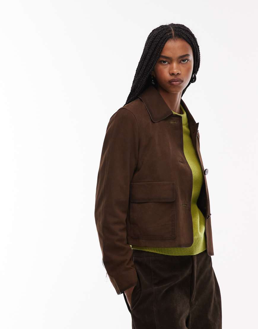 Mango - Kurze Jacke aus Wildleder in Braun-Brown von Mango