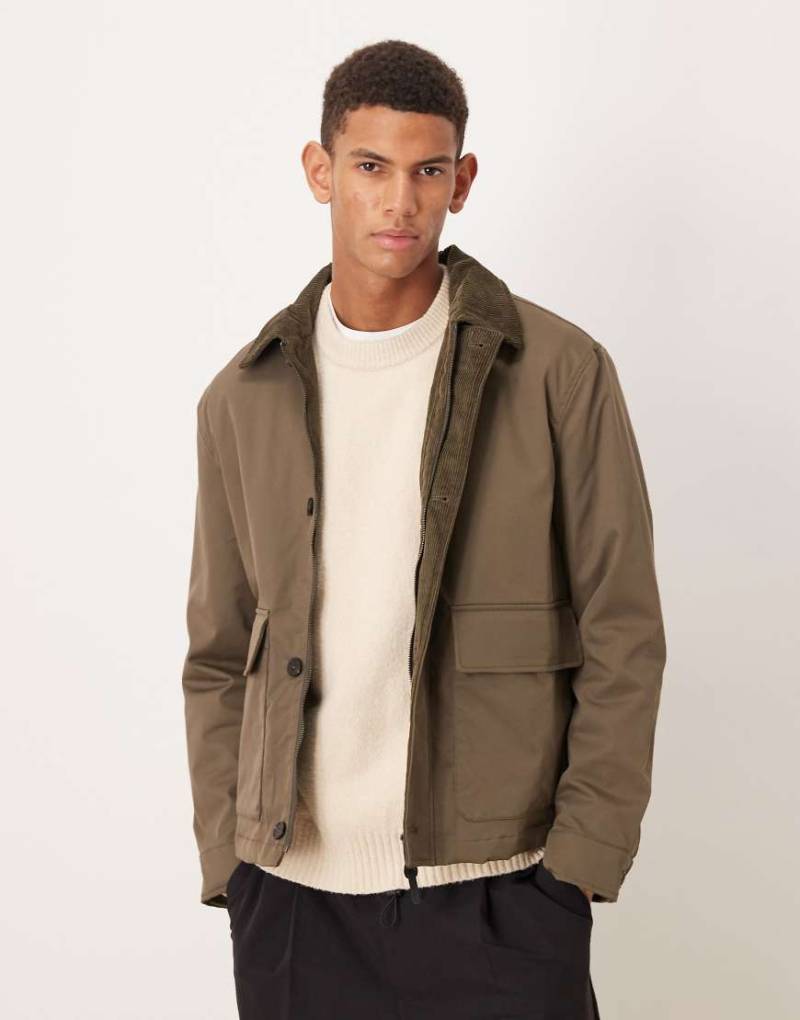 Mango - Kurze Jacke aus Baumwollmix in dunklem Beige-Neutral von Mango