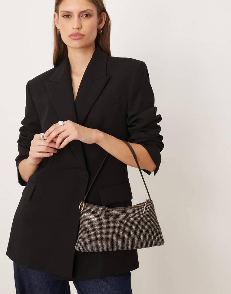 Mango - Lässige Schultertasche in Gold mit Strassbesatz-Goldfarben von Mango