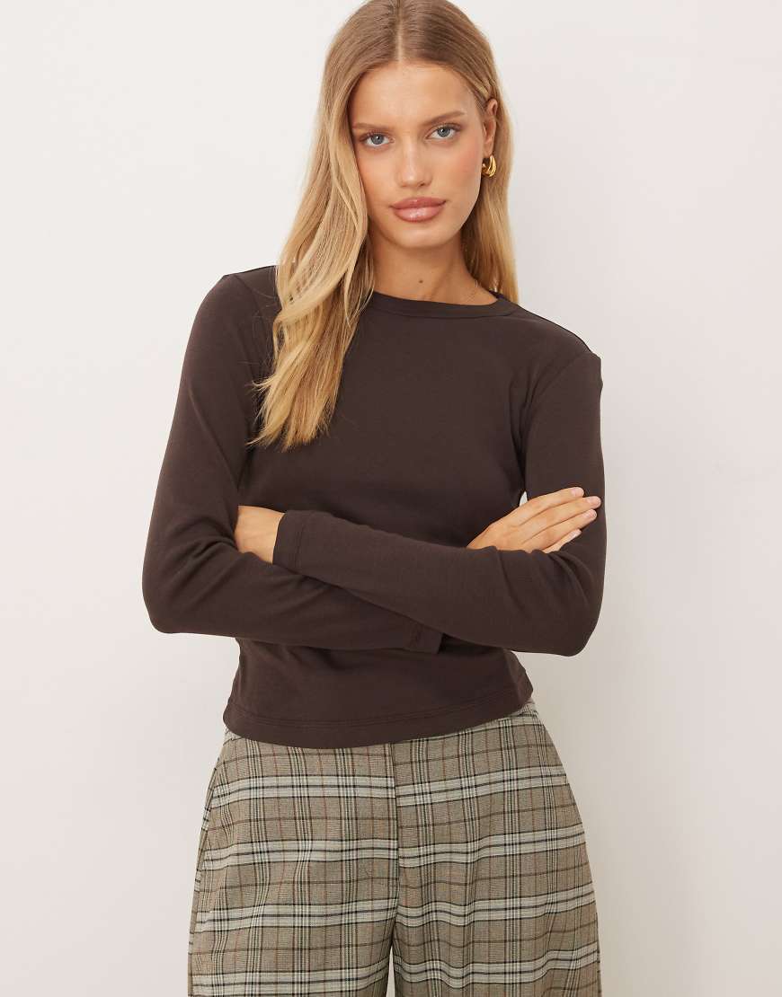 Mango - Langärmliges Oberteil aus 100% Baumwolle in Braun-Brown von Mango